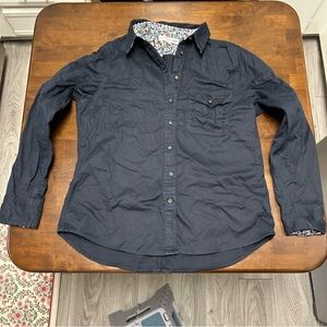 Uniqlo Ines De La Fressange Womens Button Up Long Sleeve in Navy Blue Size L